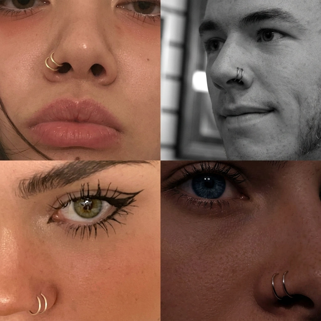 Double Hoop Nose Ring Set