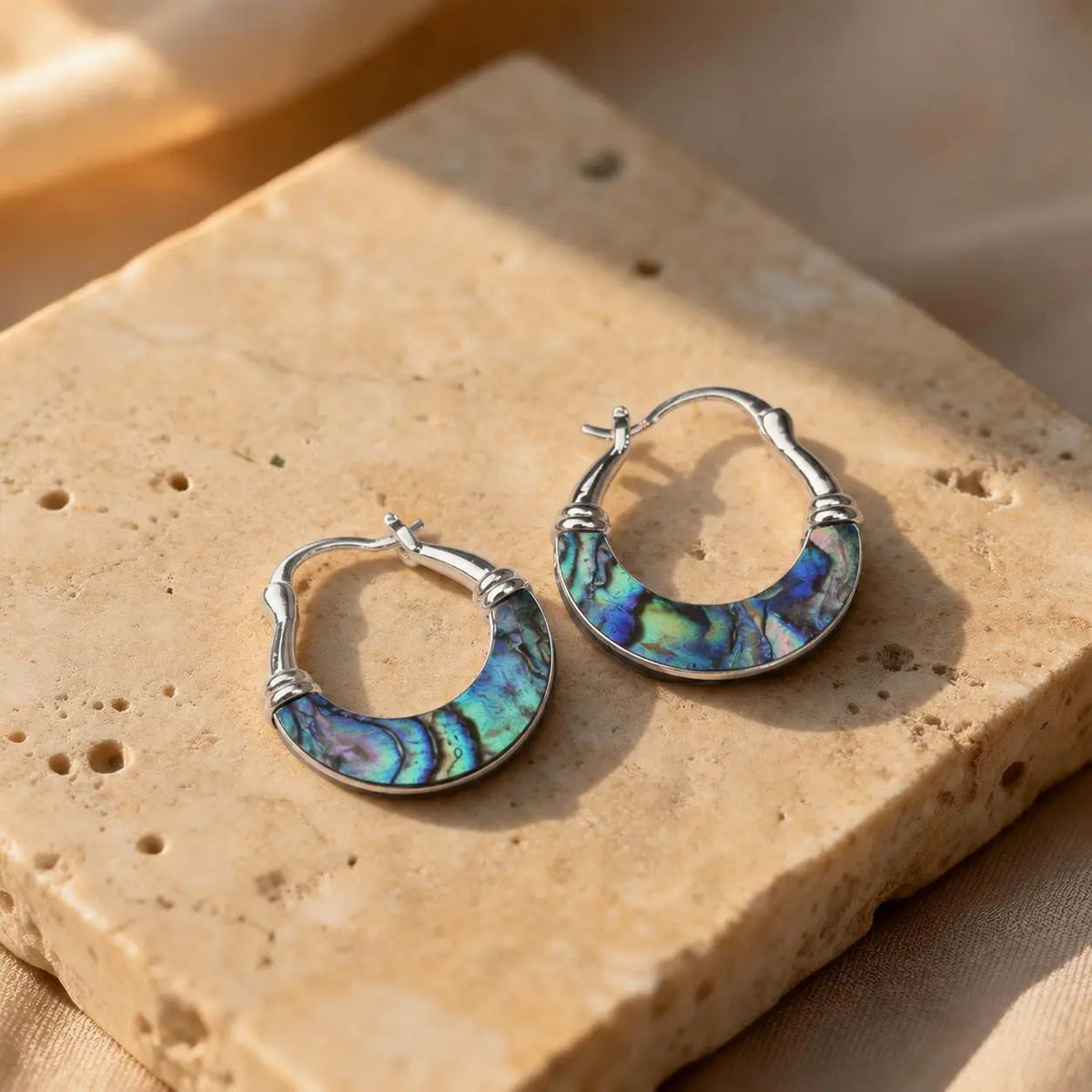 Iridescent Shell Huggie Hoop Earrings
