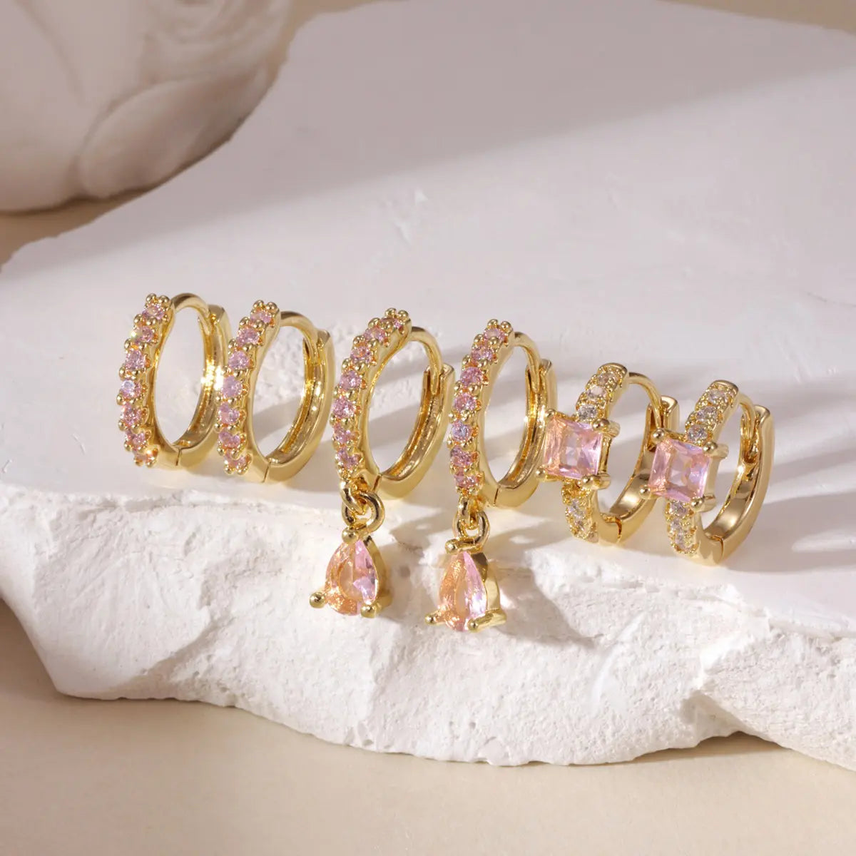 3-Pair CZ Hoop Earring Set