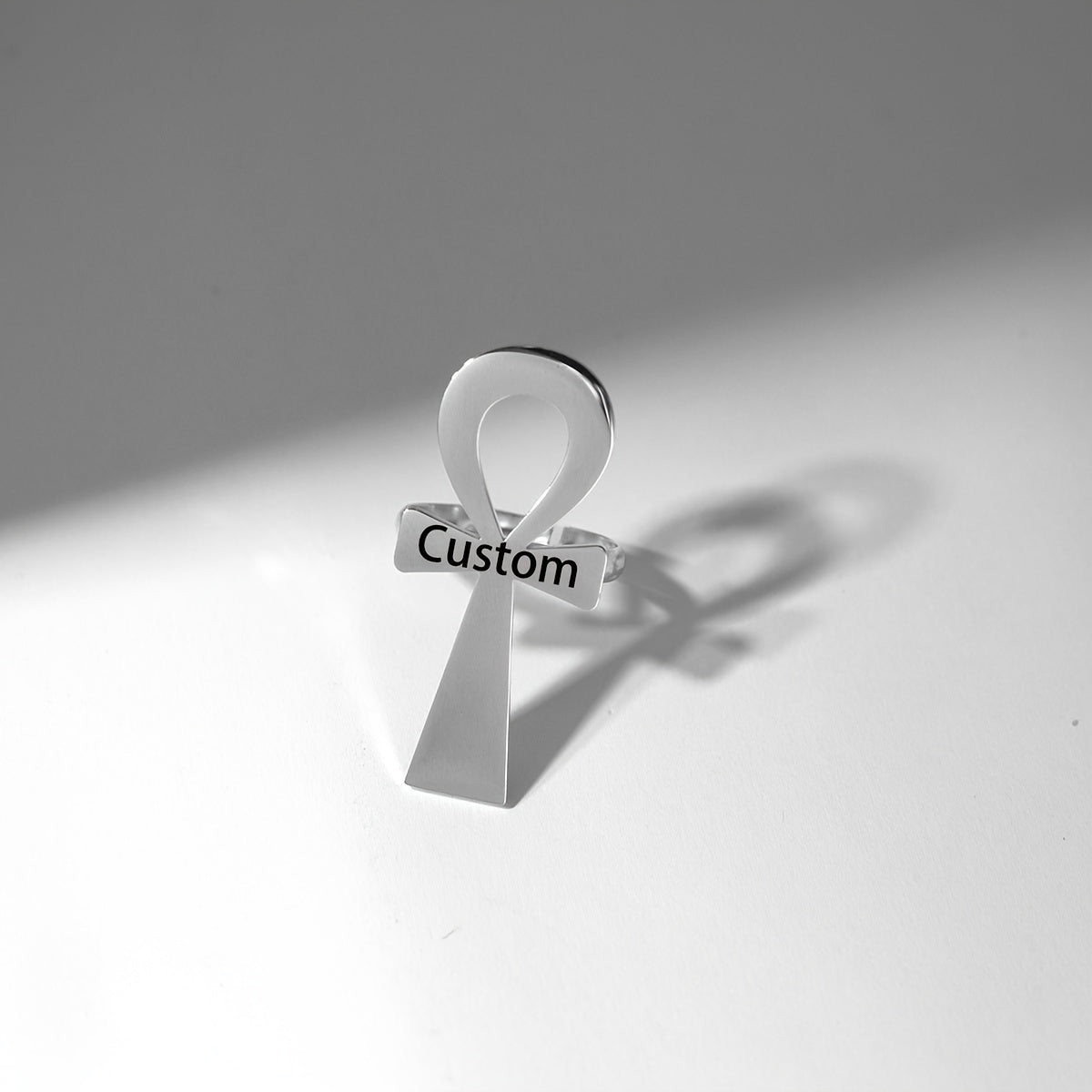 Classy Custom Name Ankh Ring