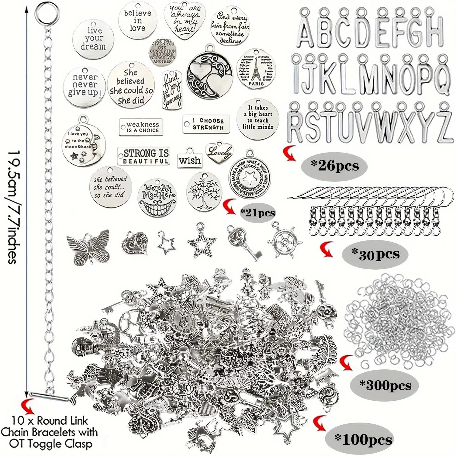 487pc Build Your Own Charm Bracelet DIY Kit