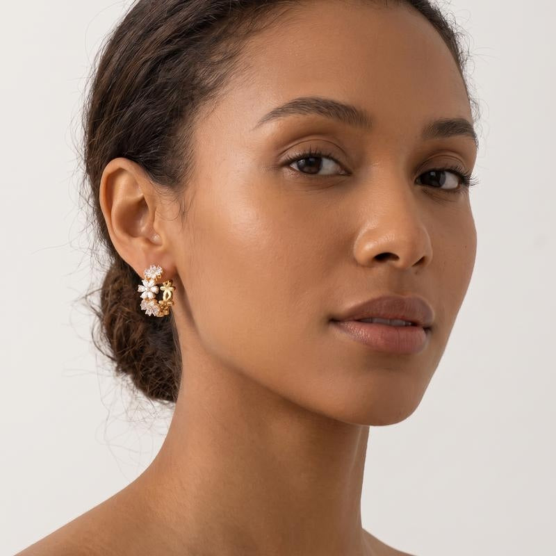 Dainty Floral Hoop Earrings