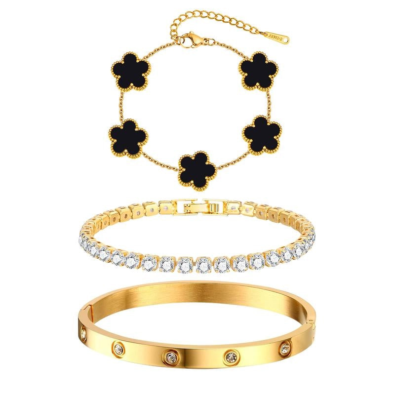18k 3pc Elegant Bracelet Stack