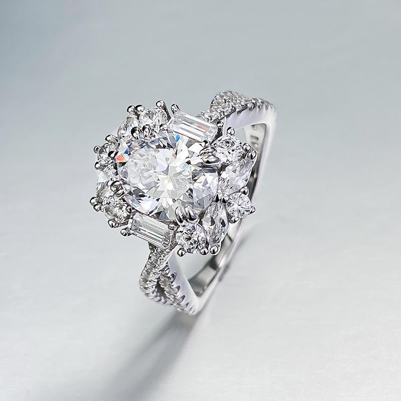 Oval Cut Halo Statement Ring