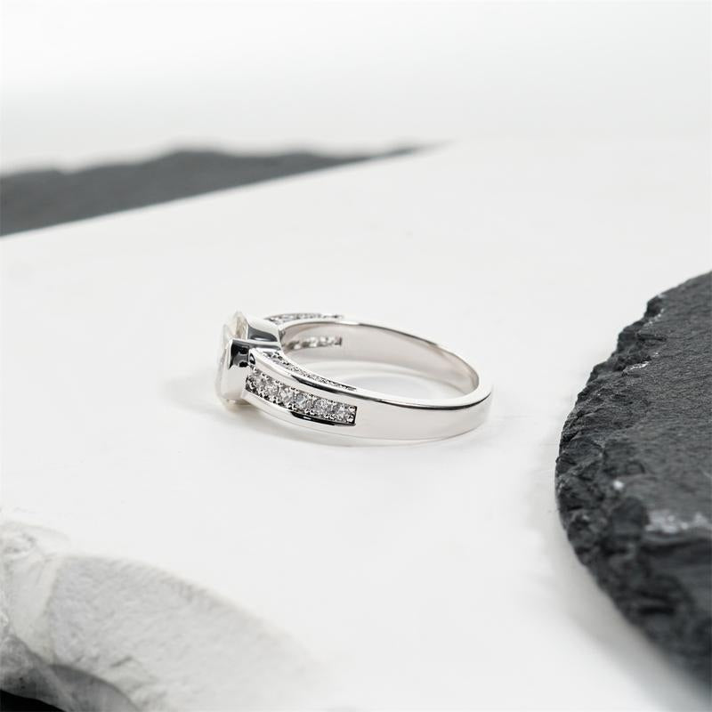 Oval Set Diamond Accented Band Ring