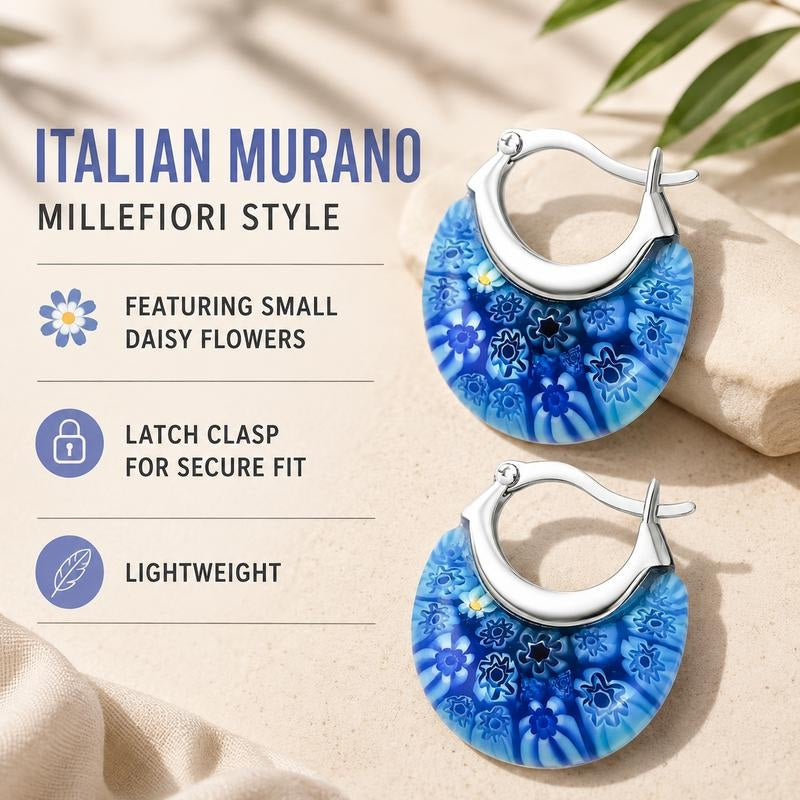 Murano Inspired Crescent Moon Earrings