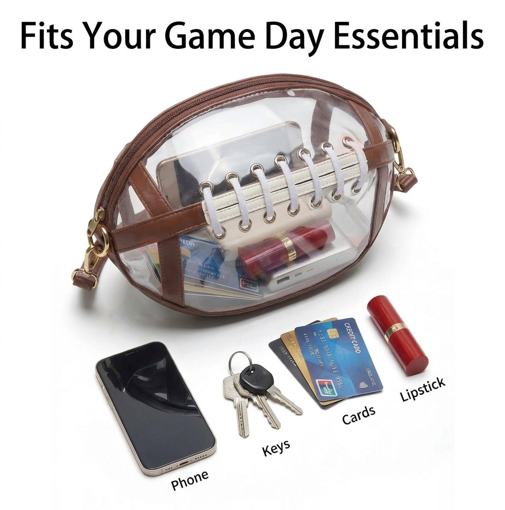 Clear Football Shaped Crossbody Stadium Bag