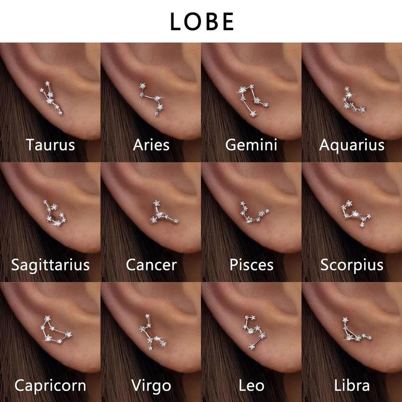16G Astrology Zodiac Constellation Stud Earrings