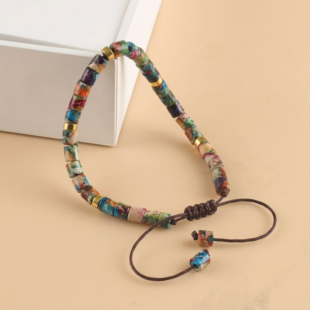 Boho Woven Colorful Stone Bracelet