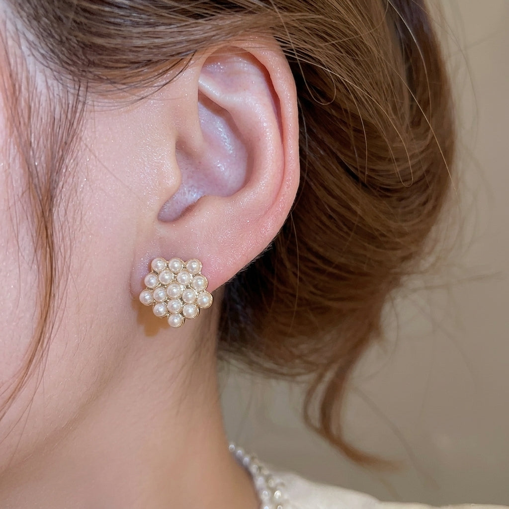 6 Pairs Elegant Pearl Stud Earrings Set