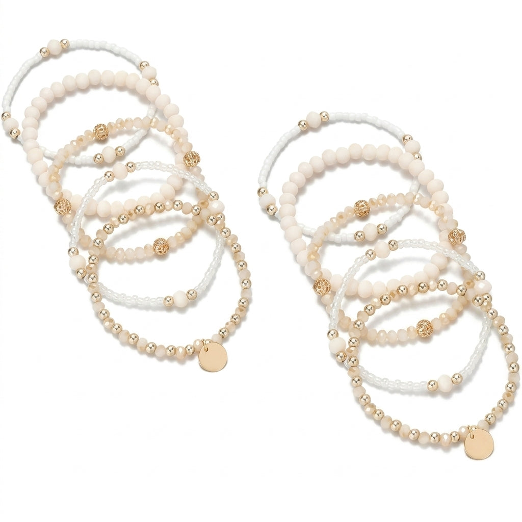 10pc Boho Glass Bead Bracelet Set