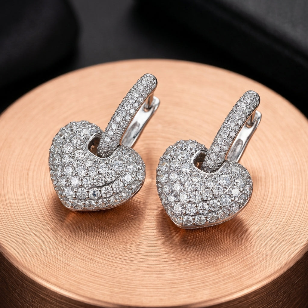 Sparkling Huggie Heart Earrings