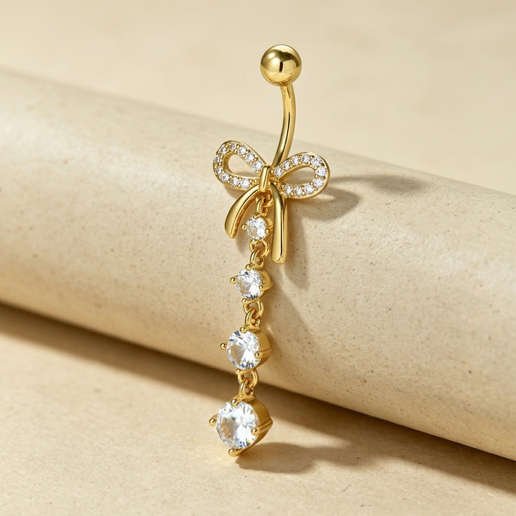 Y2K Shimmer Bow Belly Ring