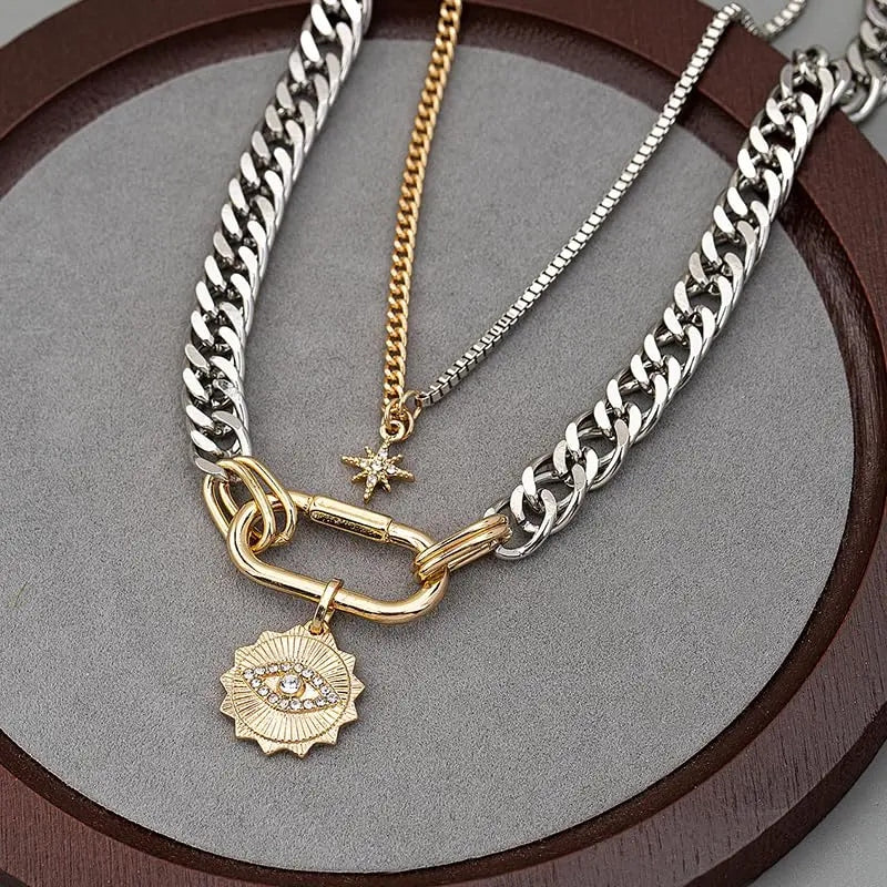 Chunky Layered Mixed Chain Necklace