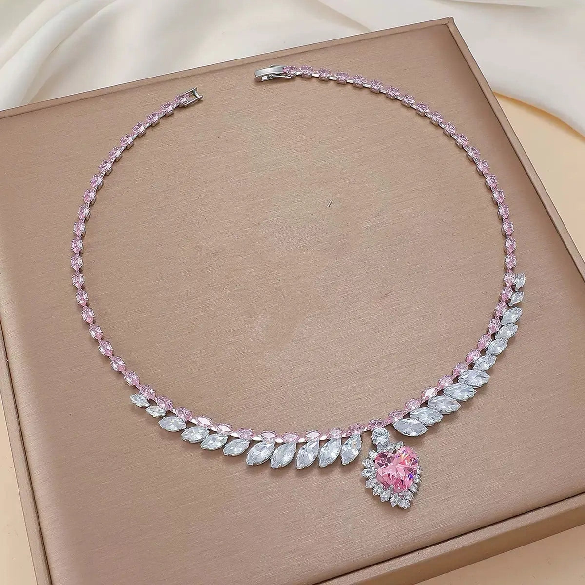 Sparkling Heart Statement Necklace