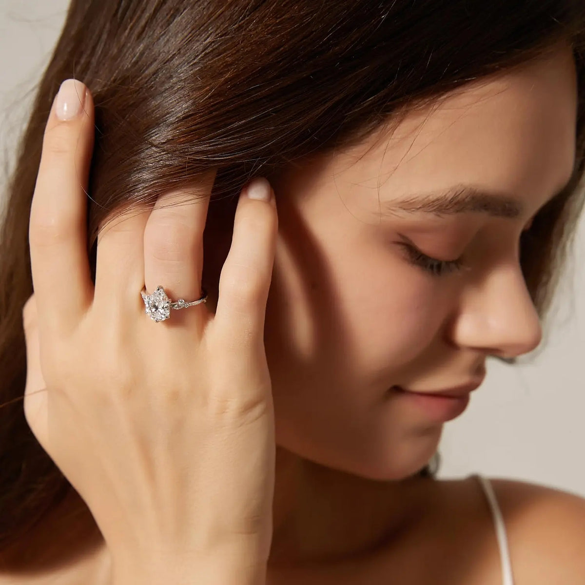 Pear Cut Zircon Engagement Ring