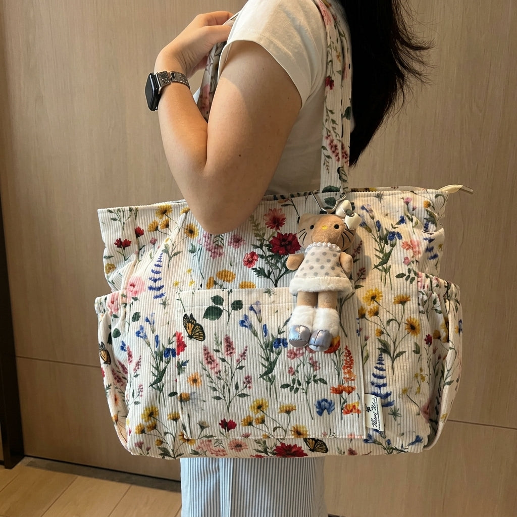Casual Patterned Zipper Tote Bag