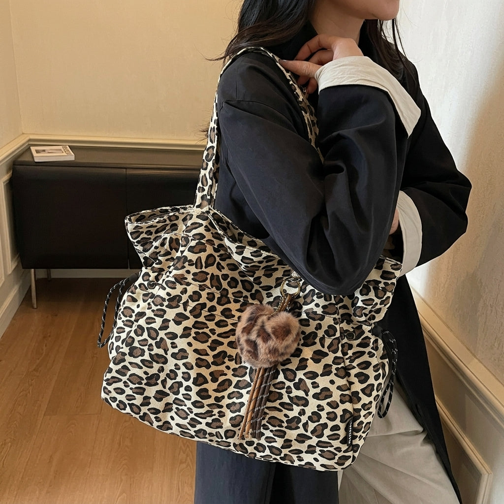 Leopard Pattern With Pendant Tote Bag
