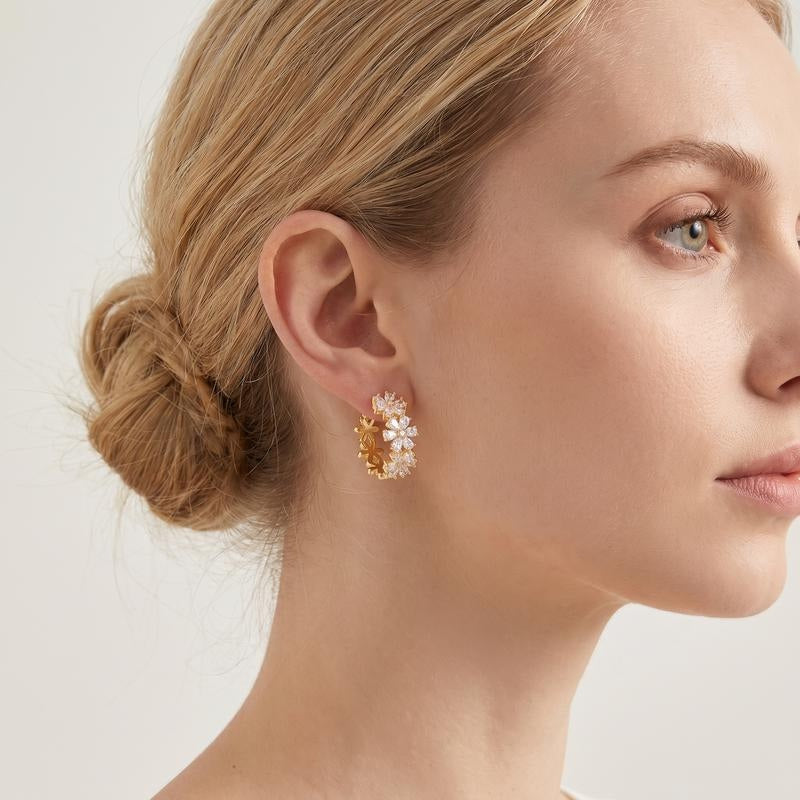 Dainty Floral Hoop Earrings