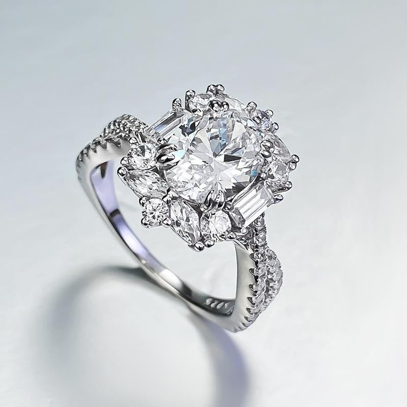 Oval Cut Halo Statement Ring