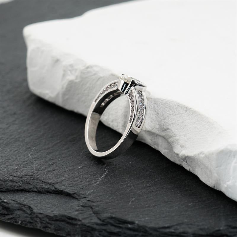 Oval Set Diamond Accented Band Ring