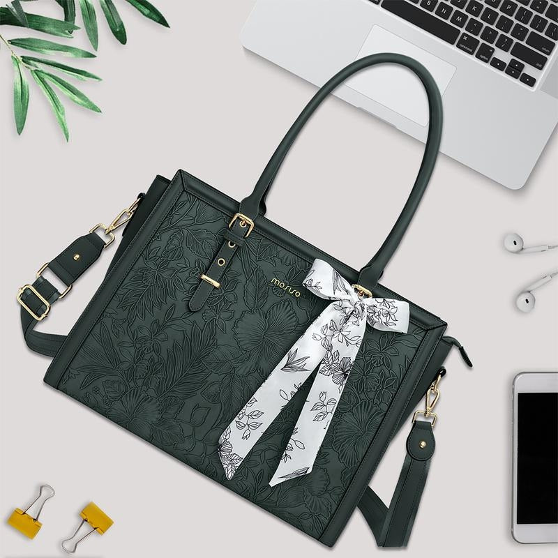 Scarf Accented Floral Patterned Bag