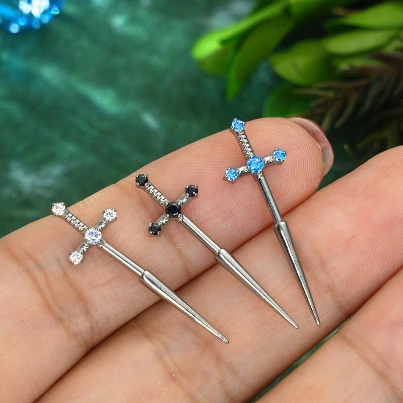 16G Dagger Cross Helix Piercing Earring