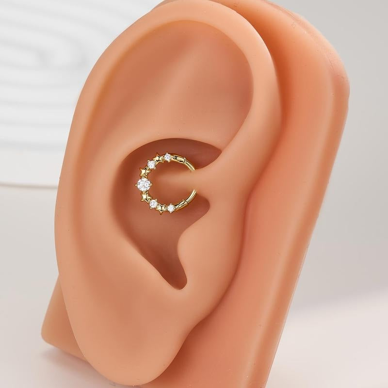 16G Celestial CZ Accented Nose Ring
