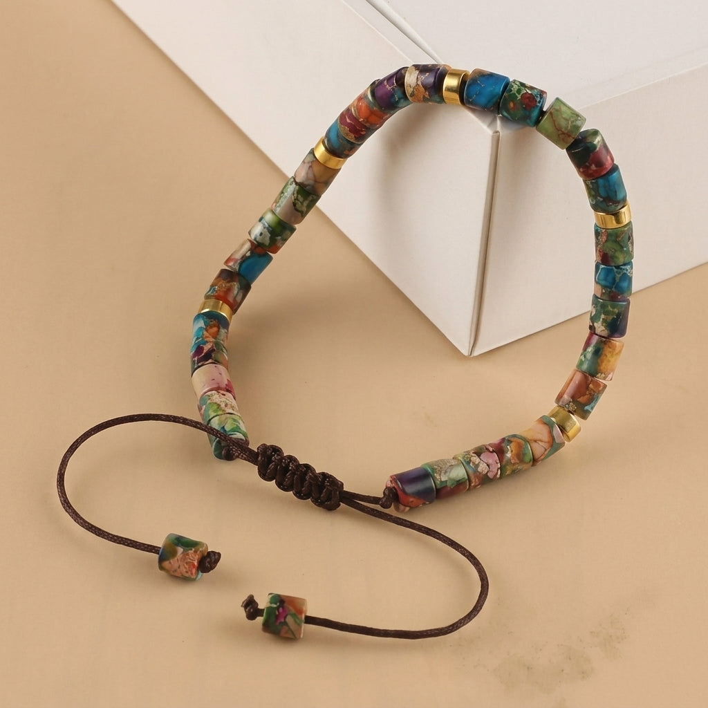 Boho Woven Colorful Stone Bracelet