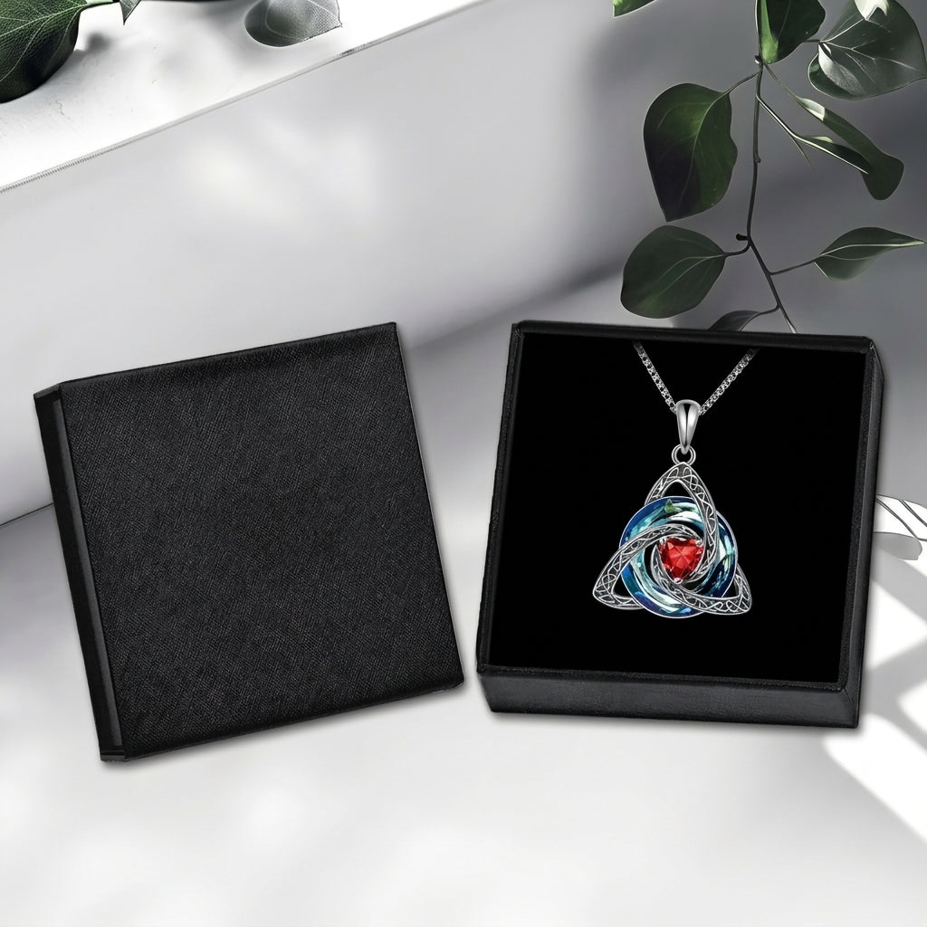 Trinity Knot Heart Birthstone Pendant Necklace