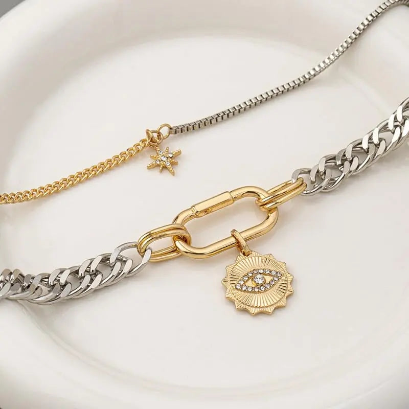 Chunky Layered Mixed Chain Necklace