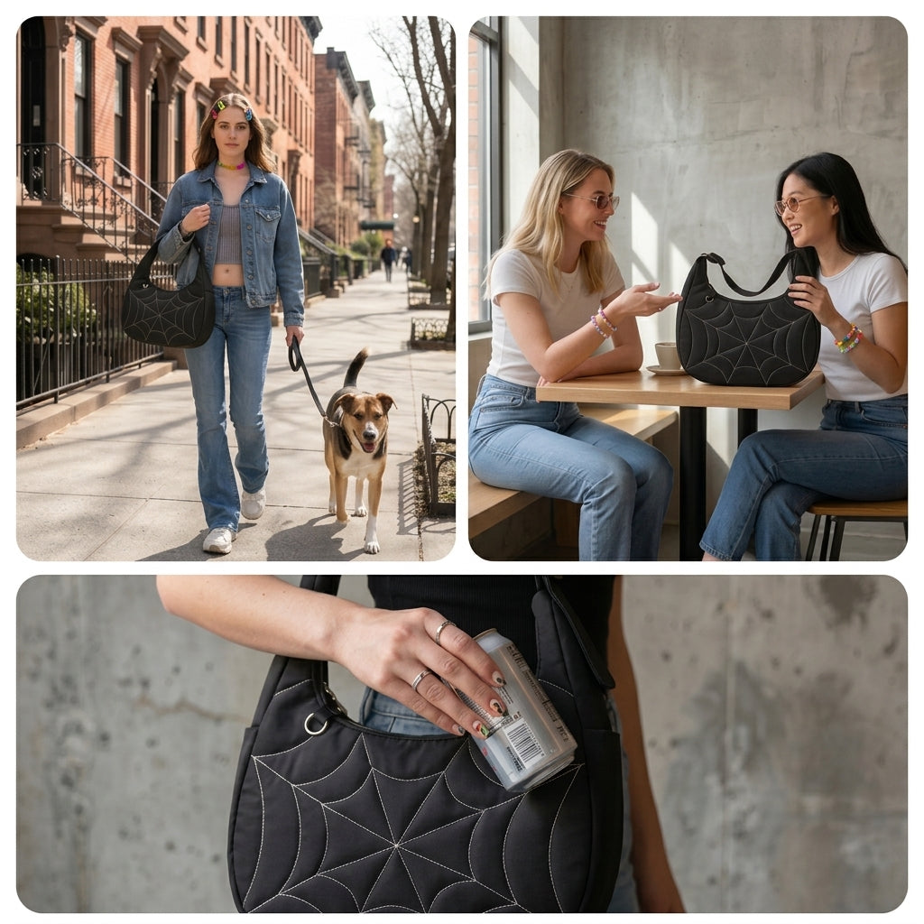 Thread Spider Web Puffer Shoulder Bag