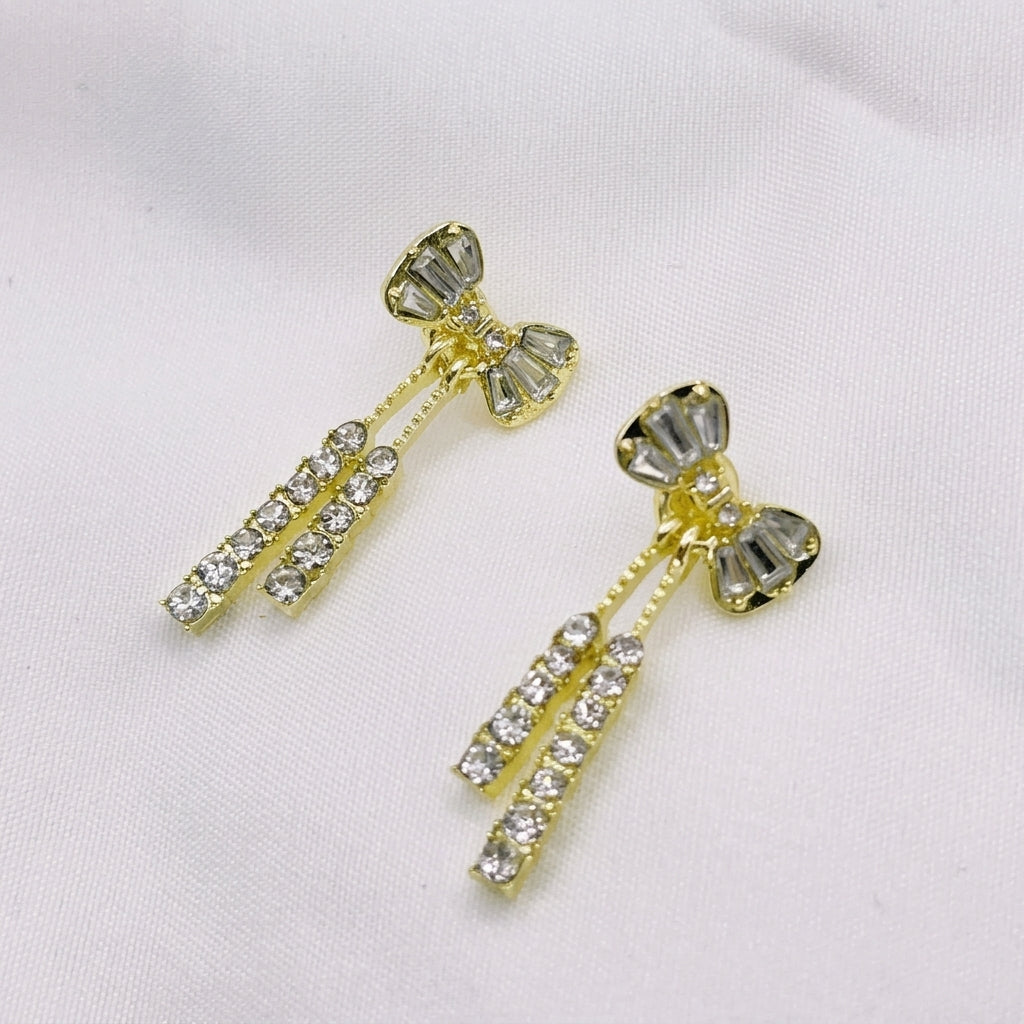 Dainty Bow Double Strand Earrings
