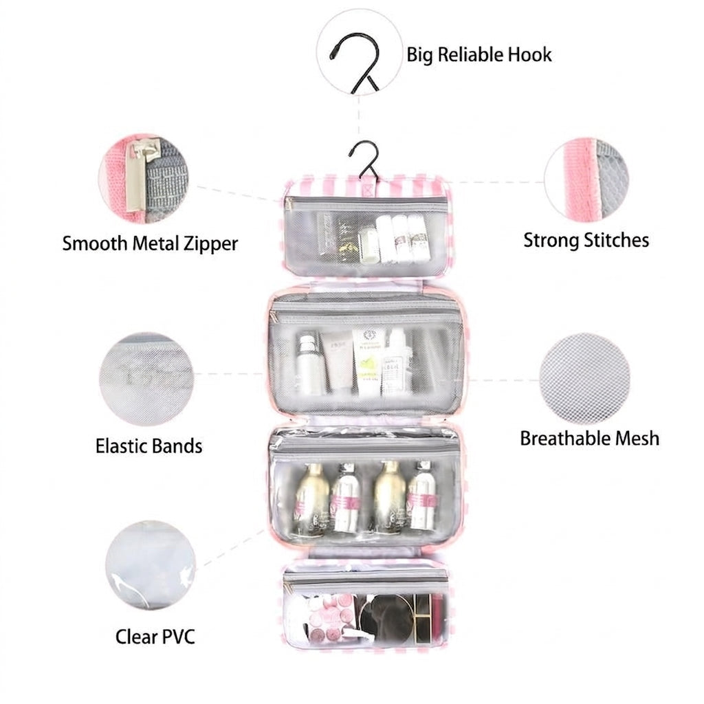 Striped Hanging Toiletry Bag