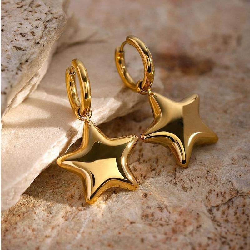 Bubble Star Huggie Hoop Earrings
