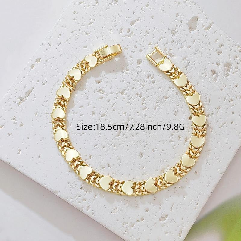 14k Double Row Heart Bracelet