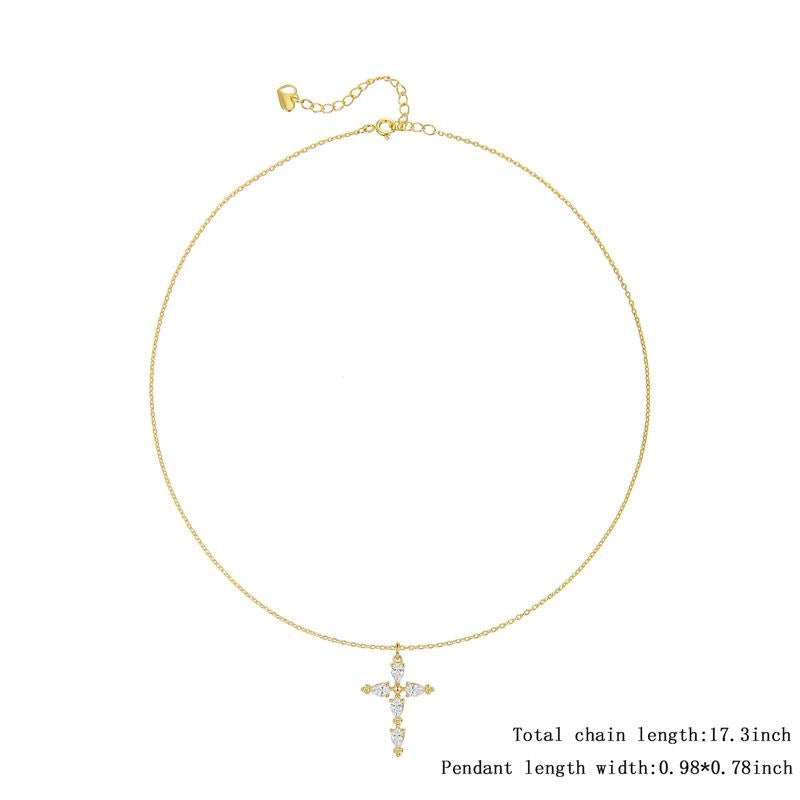 14k Pear Cut Cross Necklace