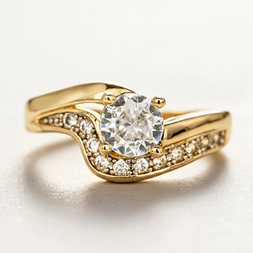 Luxe Pave Wrap Solitaire Ring