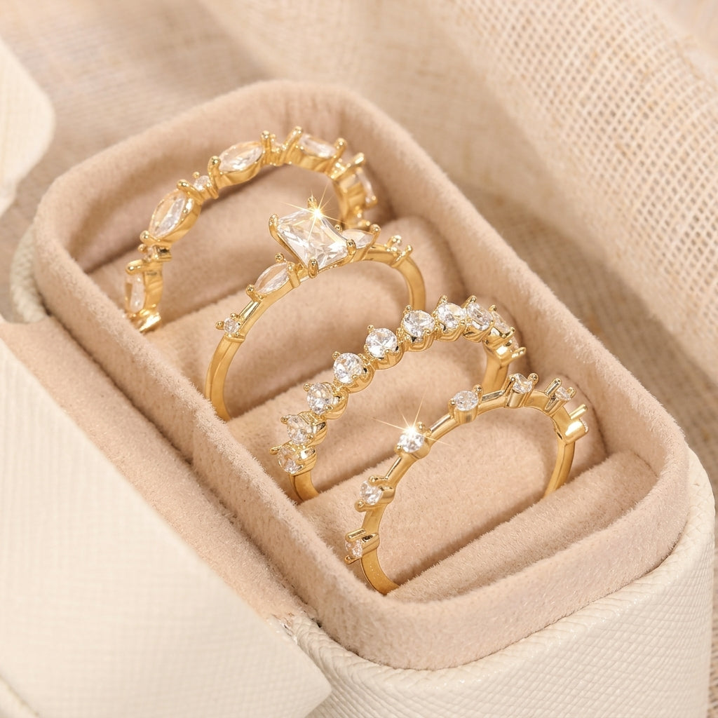 4pc Elegant Dainty Ring Set