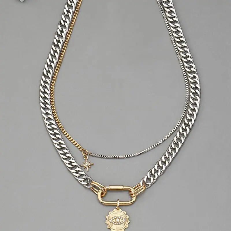 Chunky Layered Mixed Chain Necklace