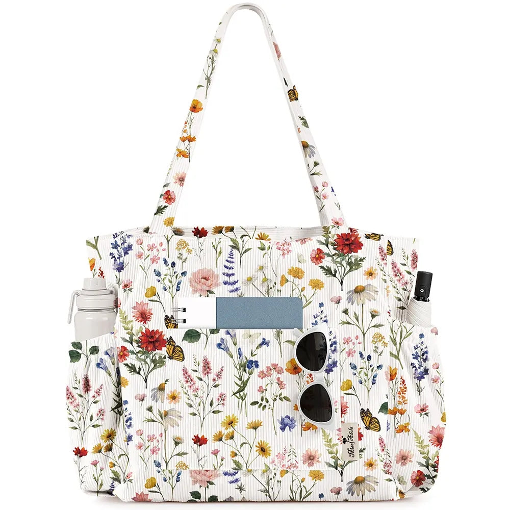 Casual Patterned Zipper Tote Bag