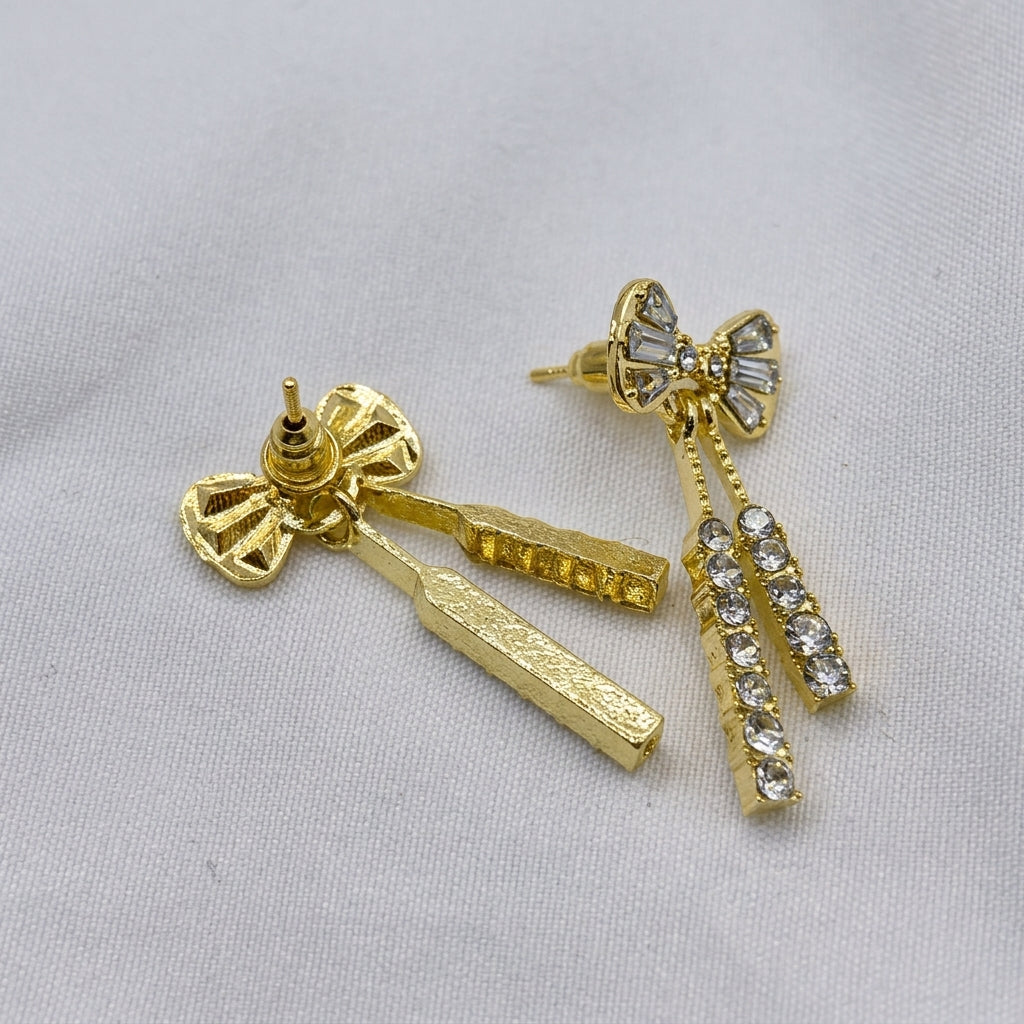 Dainty Bow Double Strand Earrings