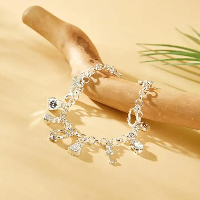 Elegant Mixed Charm Link Bracelet