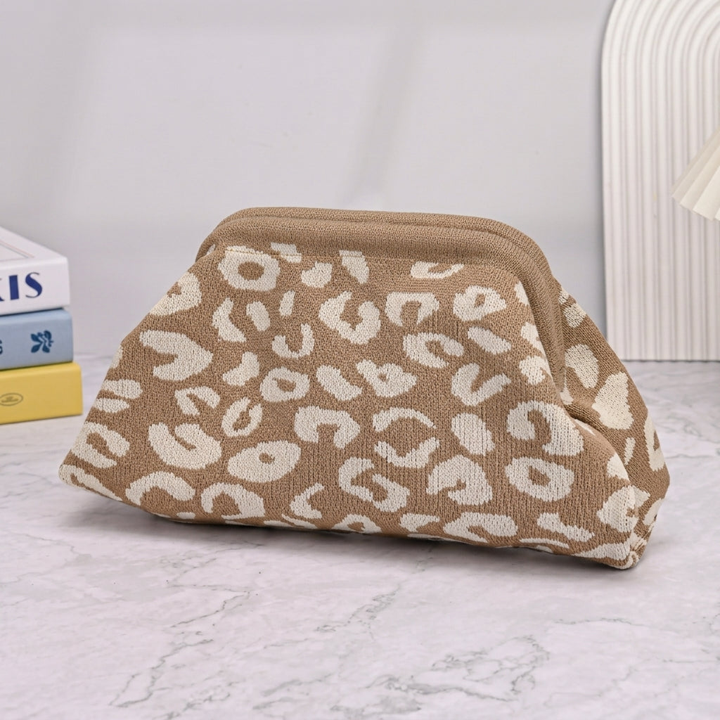 Woven Striped Pouch Clutch