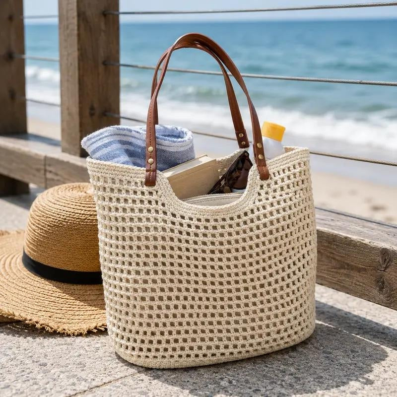Boho Crochet Tote Bag