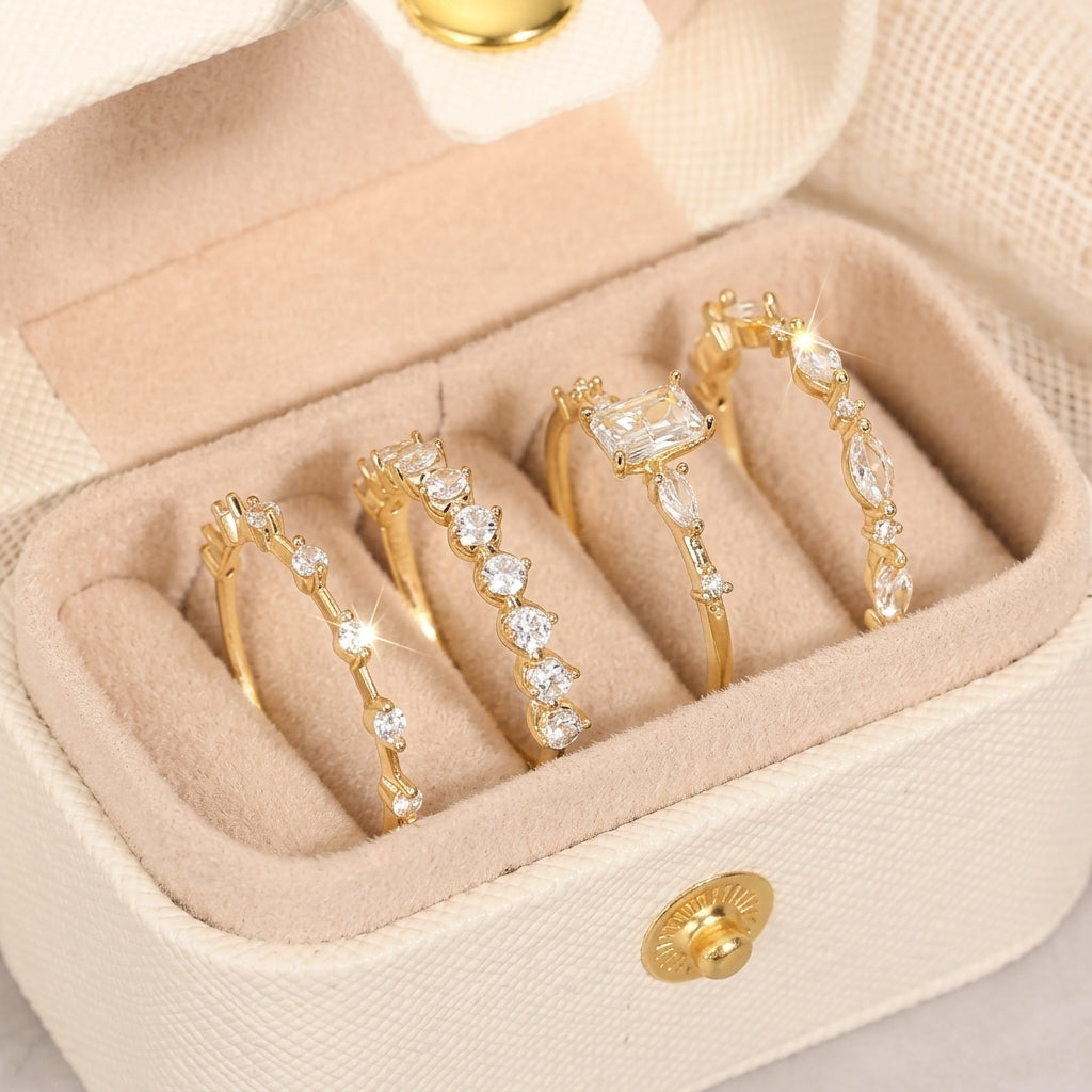 4pc Elegant Dainty Ring Set