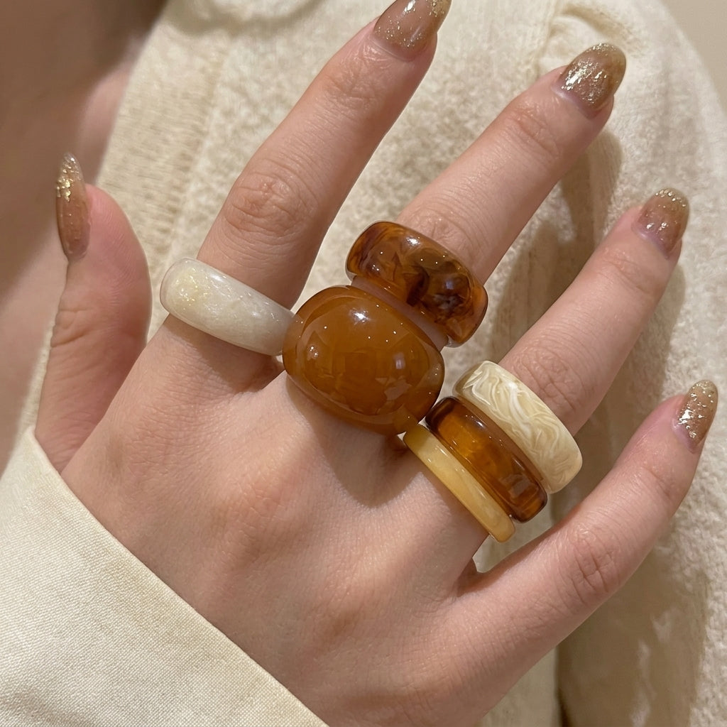 6pc Caramel Autumn Ring Set