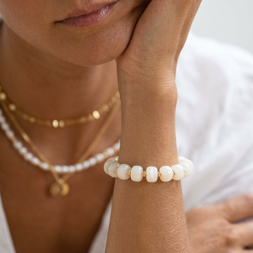 Boho Chunky Bead Necklace and Bracelet Set