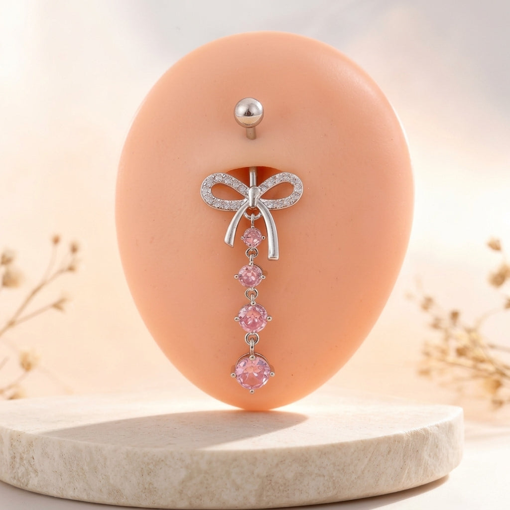 Y2K Shimmer Bow Belly Ring