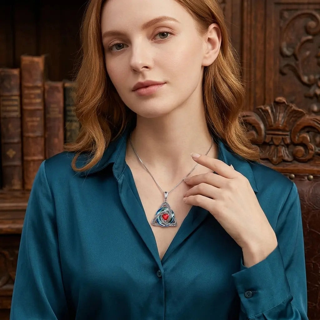 Trinity Knot Heart Birthstone Pendant Necklace